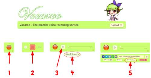 Vocaroo Steps 