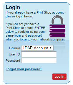 printshop login screenshot 