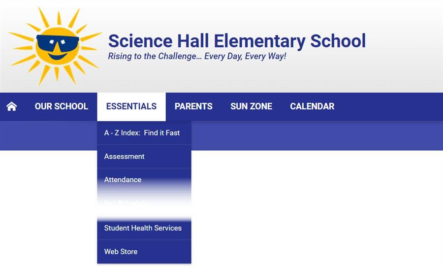 SHES ESSENTIALS menu screenshot